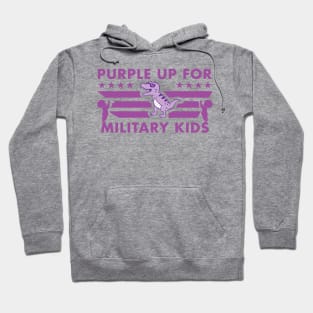 Purple Up For Military Kids Military Child Month dinosaur Hoodie